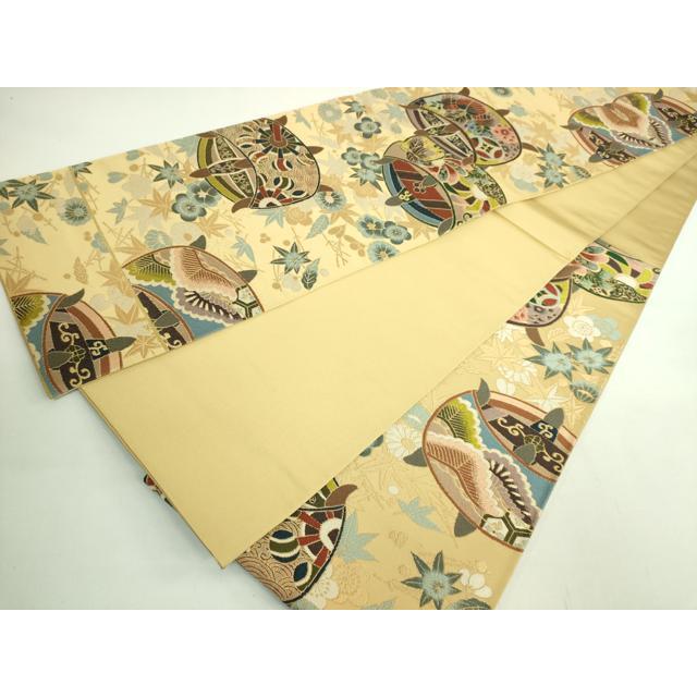 平和屋着物●極上　西陣　白綾苑大庭　六通柄袋帯　糸車花文　金糸　逸品　DZAB2002kh6