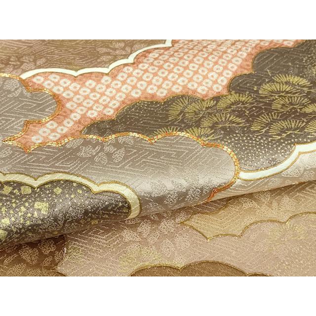 平和屋本店○極上 皇室献上作家 藤井寛 訪問着 駒刺繍 雲重ね 灰桜色地
