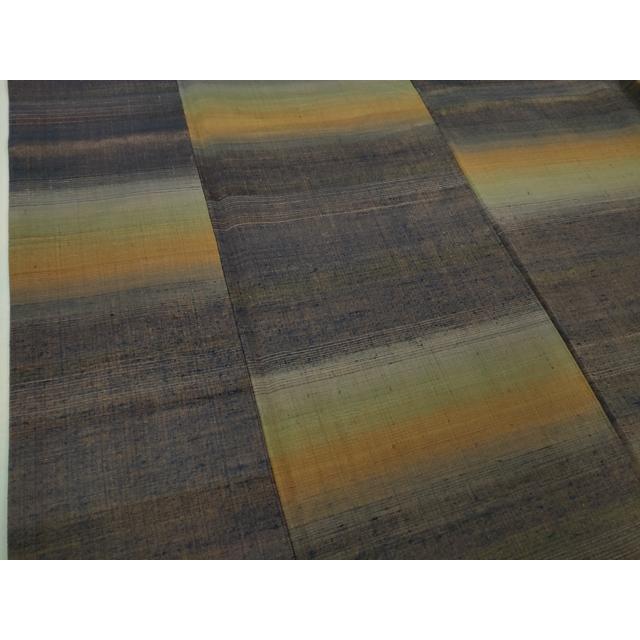 平和屋本店●極上　郡上紬　草木染　横段文　反端付き　逸品　DZAB2418kh6_5