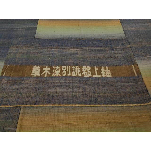 平和屋本店●極上　郡上紬　草木染　横段文　反端付き　逸品　DZAB2418kh6_9