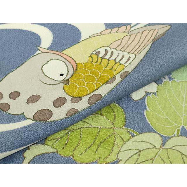 平和屋本店●極上　創業460年・千總 振袖・長襦袢(無双仕立て)セット 駒刺繍 舞蝶鴛鴦花文 青藤色地　金彩　高島屋扱い　逸品　DZAB2439kh6