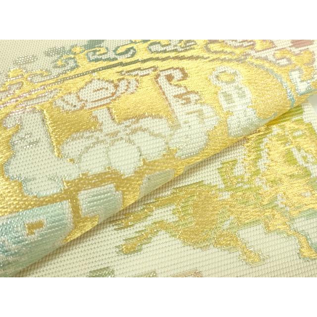 平和屋着物●最高級　龍村平蔵製　六通柄　本袋帯　奈良蜀紅錦　金糸　逸品　DZAB5301kh6 平和屋着物○龍村平蔵製 六通柄 本袋帯 名物いちご 金銀糸 正絹 逸品