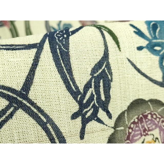 平和屋本店＊最高級　夏物　城間栄順　本場琉球紅型　九寸名古屋帯　花唐草　証紙付き　逸品　未使用　DZAB2856kh6 平和屋本店＊最高級 夏物 城間栄順 本場琉球紅型 九寸名古屋帯 花唐草