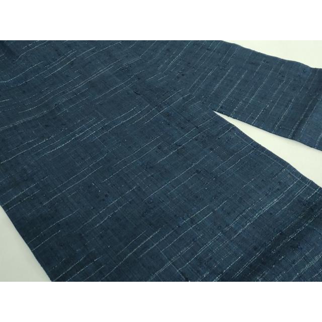 平和屋本店○極上 浦野理一 経節紬 九寸名古屋帯 紺色地 逸品 