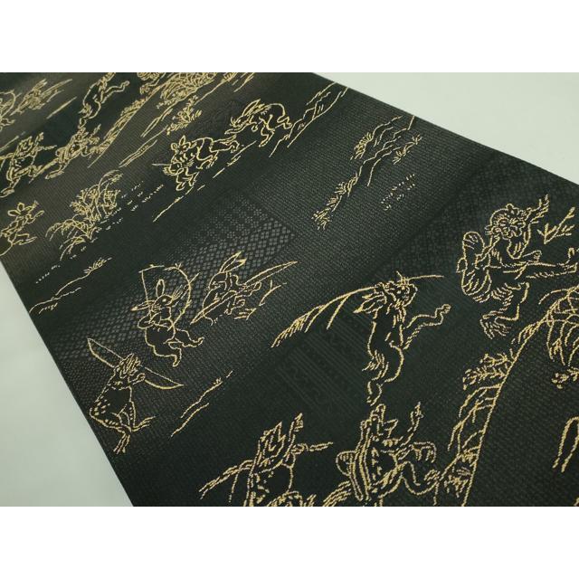 平和屋着物●全通柄袋帯　立涌鳥文　正絹　逸品　DABD0142op 平和屋着物○極上 両面 全通柄袋帯 鳥獣戯画 黒地 逸品 DZAB2904kh6