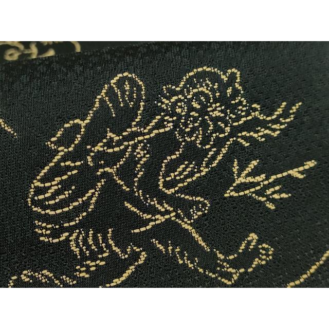 平和屋着物■極上　夏物　九寸名古屋帯　鳥獣戯画　金銀糸　黒地　逸品　新品　DZAA9466kh5 平和屋着物○極上 両面 全通柄袋帯 鳥獣戯画 黒地 逸品 DZAB2904kh6
