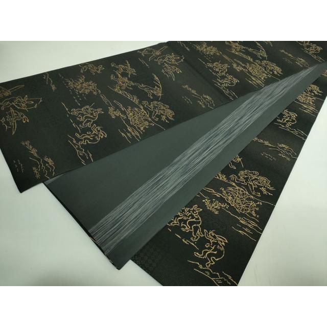 平和屋着物■極上　夏物　九寸名古屋帯　鳥獣戯画　金銀糸　黒地　逸品　新品　DZAA9462kh5 楽天市場】鳥獣戯画 名古屋帯の通販