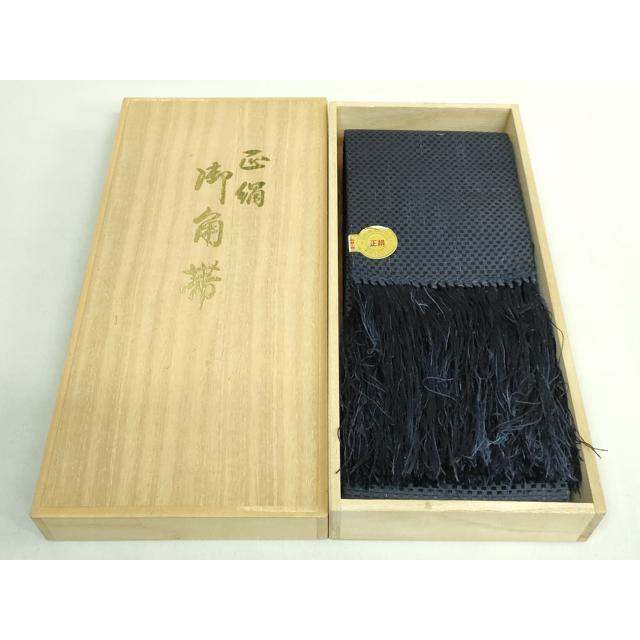 平和屋本店○極上 西陣 上田織物謹製 男性 角帯 紬地 共箱付き 逸品 未
