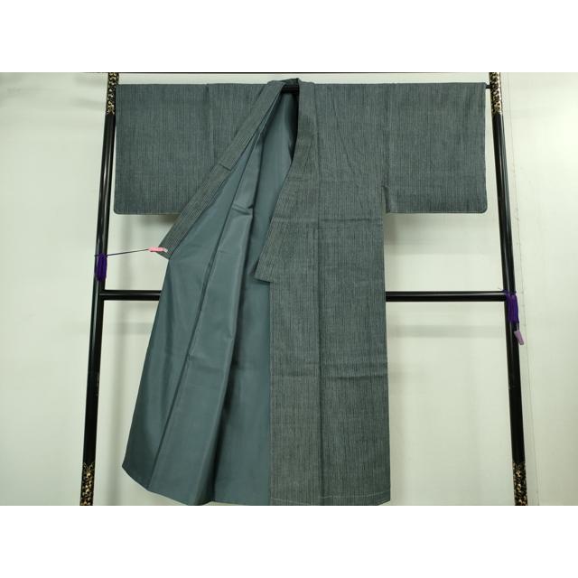 平和屋本店○極上 男性 本場結城紬 重要無形文化財 縞 三越扱い 逸品