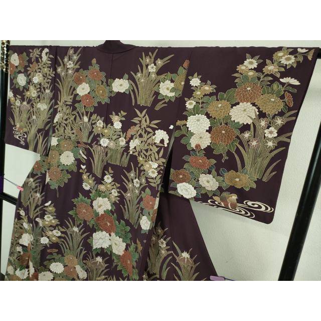 平和屋着物●中国三大刺繍　蘇州刺繍　訪問着　作家物　流水風景草花文　暈し染め　金糸　正絹　逸品　未使用　DABD9390ud 平和屋本店○極上 中国三大刺繍 スワトウ刺繍 汕頭刺繍 訪問着 鴛鴦花