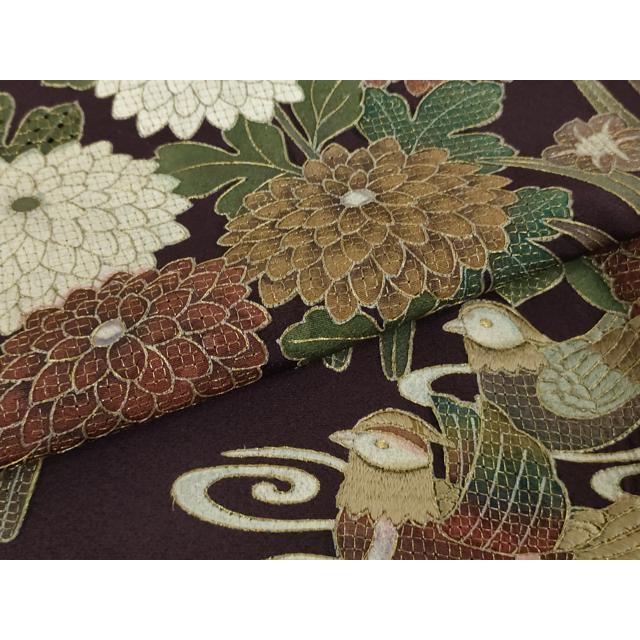 平和屋着物●極上　訪問着　色無地　木蘭色　総刺繍　中国三大刺繍　スワトウ相良刺繍　正倉院花唐草文　逸品　CZAA5225s6 平和屋着物○極上 訪問着 色無地 木蘭色 総刺繍 中国三大刺繍 スワトウ