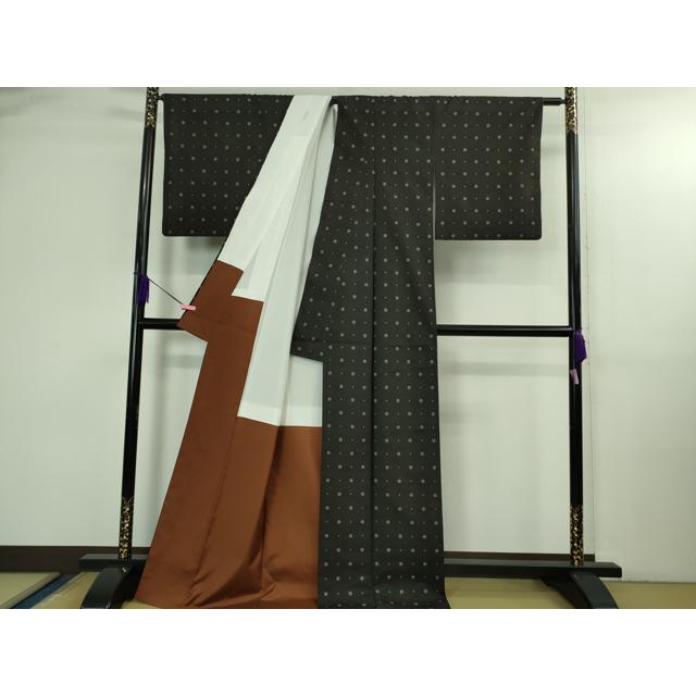平和屋本店●極上　本場大島紬　9マルキ　黒地　逸品　DZAB3268kh6_2