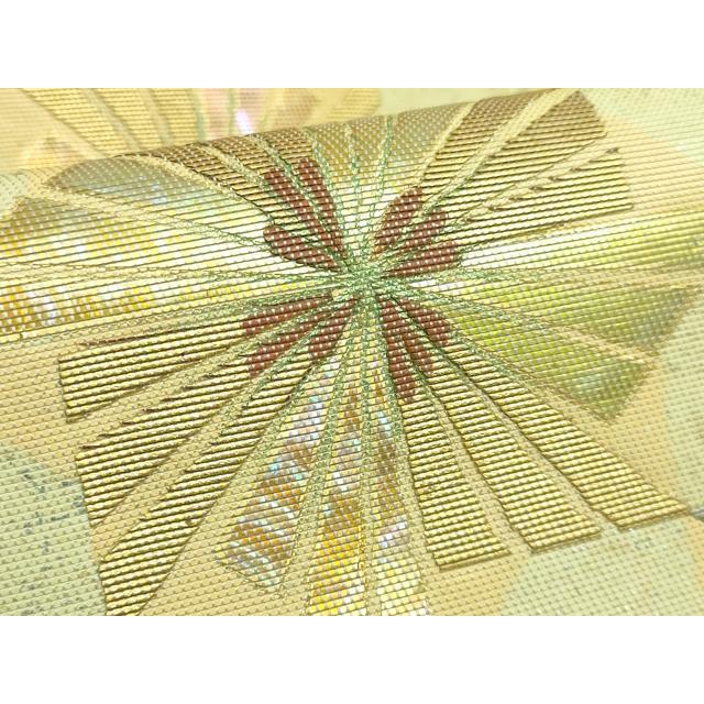 平和屋本店○極上 西陣 川島織物 太鼓柄 本袋帯 螺鈿錦 煌彩市松 金銀 