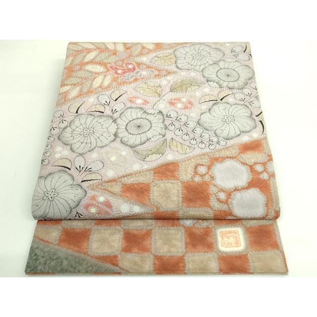 平和屋本店○最高級 初代 久保田一竹 幻の辻が花 太鼓柄袋帯 共箱付き 