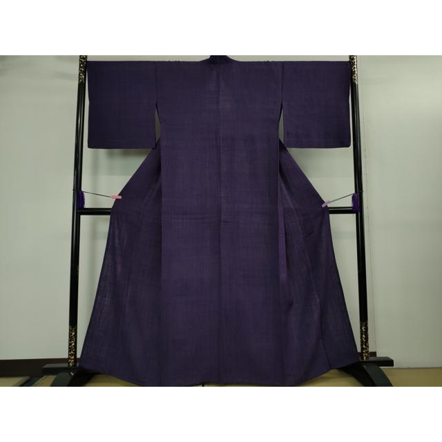 平和屋本店▽極上　浦野理一　経節紬　単衣　色無地　桑の実色　逸品　DZAB3439kh6