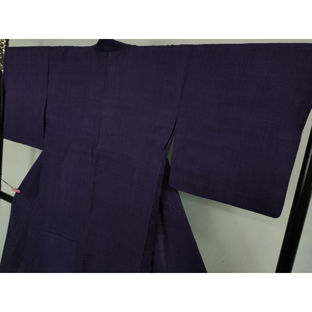 平和屋本店▽極上　浦野理一　経節紬　単衣　色無地　桑の実色　逸品　DZAB3439kh6