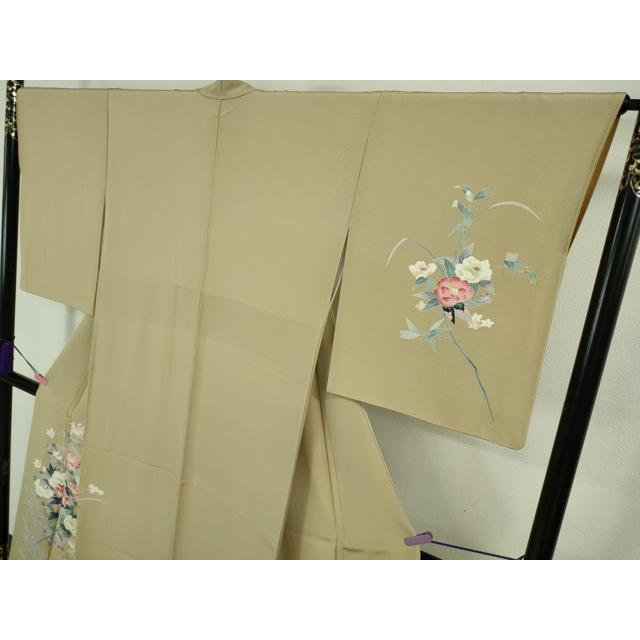平和屋本店●極上　本加賀友禅作家　岡本幸治　訪問着　草花文　白橡色地　逸品　DZAB3513kh6_2