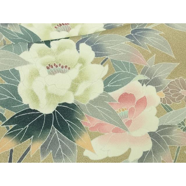 平和屋本店●極上　本加賀友禅作家　岡本幸治　訪問着　草花文　白橡色地　逸品　DZAB3513kh6_7