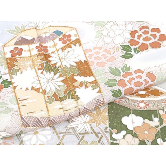 平和屋本店●極上　創業460年・千總　訪問着　駒刺繍　貝桶吉祥花文　藤鼠色地　暈し染め　金彩　三越扱い　逸品　DZAB3553kh6