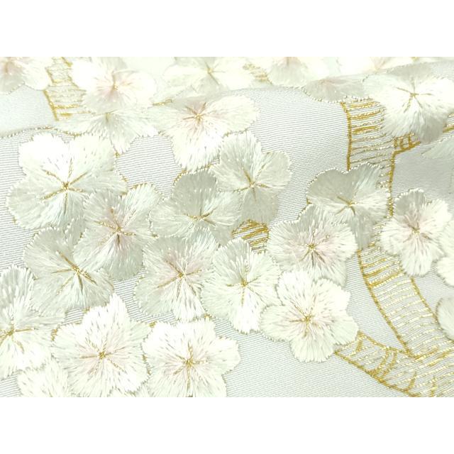 平和屋本店●最高級　京都老舗 尾峨佐染繍 　訪問着　総手刺繍　枝桜　白地　金銀糸　反端・紙タグ付き　逸品　未使用　DZAB3573kh6_6