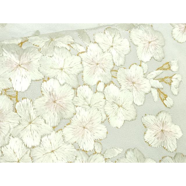 平和屋本店●最高級　京都老舗 尾峨佐染繍 　訪問着　総手刺繍　枝桜　白地　金銀糸　反端・紙タグ付き　逸品　未使用　DZAB3573kh6_7