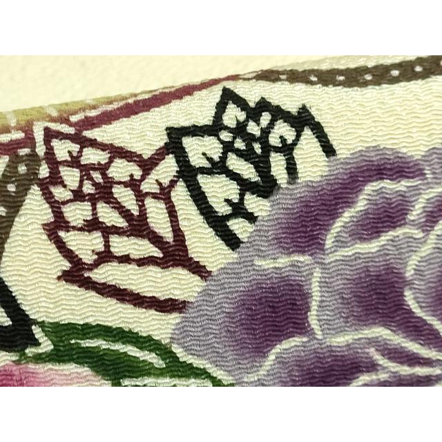 平和屋本店●極上　本場琉球紅型　小紋　藍型染　舞扇花文　逸品　DZAB5190kh6 平和屋本店□極上 訪問着 本場琉球紅型 風景花文 秘色色地 高島屋扱い