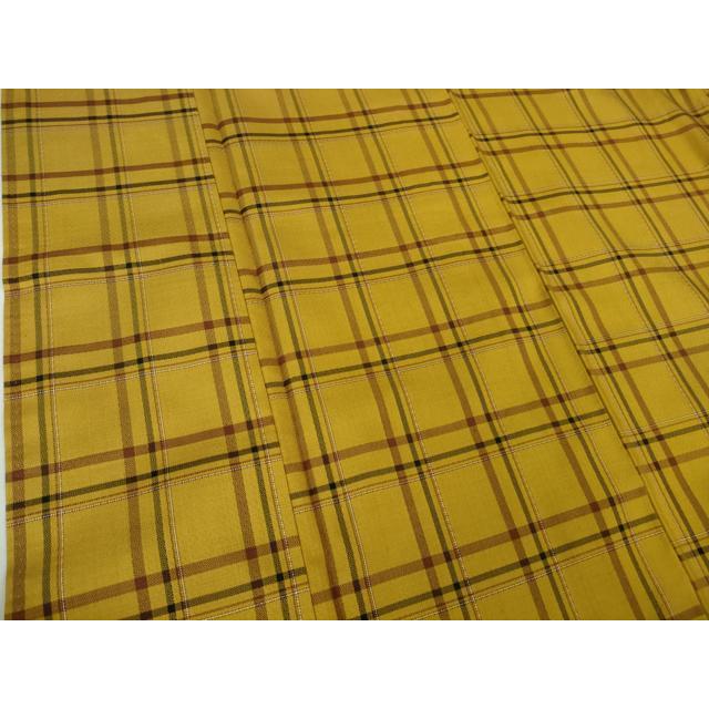 平和屋本店■極上　本場黄八丈　まるまなこ　綾織　紬　単衣　格子　逸品　DZAA5097kh5 平和屋本店□極上 本場黄八丈 まるまなこ 綾織 紬 単衣 格子 逸品