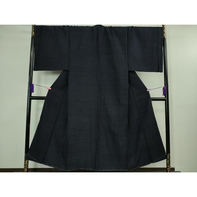 平和屋本店●極上　男性　本場結城紬　重要無形文化財　杢　小倉商店謹製　キングサイズ　濃藍色　反端付き　逸品　未使用　DZAB4109kh6 平和屋本店○極上 男性 本場結城紬 重要無形文化財 杢 小倉商店謹製