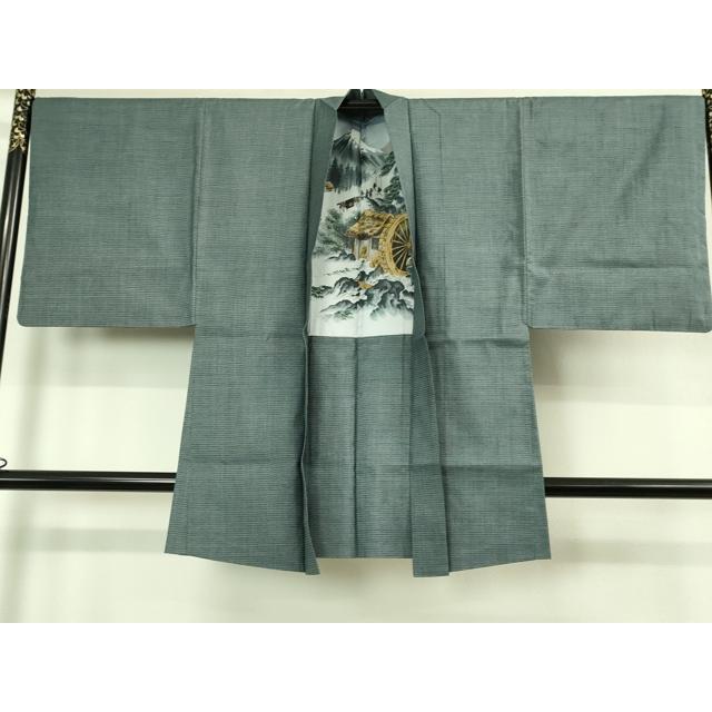 平和屋着物□極上 夏物 男性 紗紬 濃紺地 正絹 逸品 DZAB0313kh5