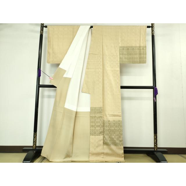 平和屋本店○希少 首里の織物 首里花織 新垣みどり作 訪問着 紬地 蒸 