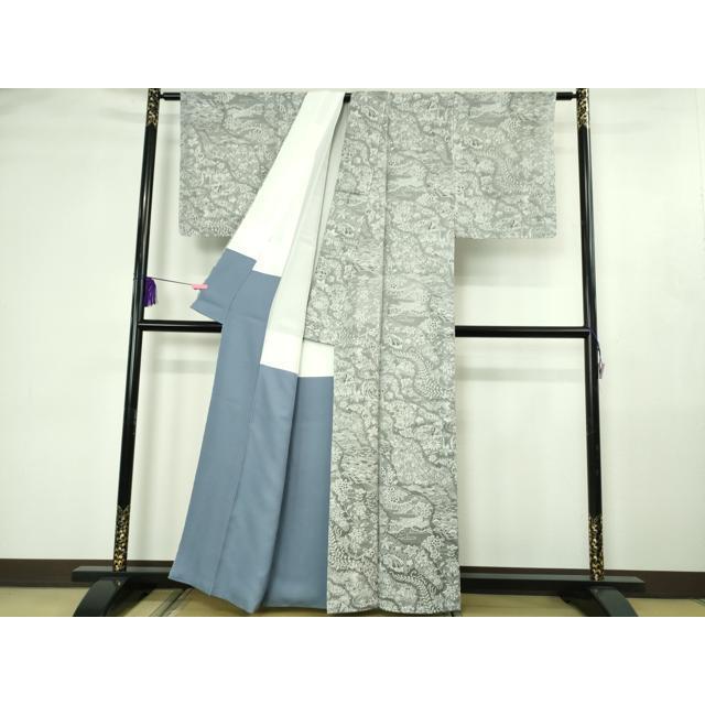 平和屋着物○極上 山岡古都・古都染人 染織美術品 薬墨染 天目織 お召