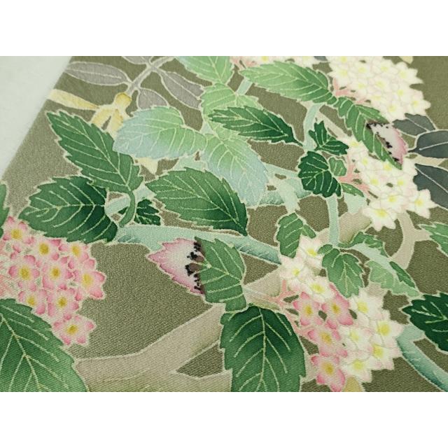 平和屋本店○極上 本加賀友禅作家 東藤岳 訪問着 枝花文 灰汁色地 逸品