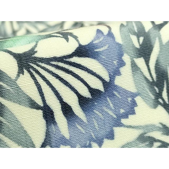 平和屋本店●希少 日本工芸会正会員 釜我敏子 型絵染 銀座もとじ 九寸開き名古屋帯 紬地 香花 上代39万 反端・たとう紙付 逸品 DZAB4807kh6_5
