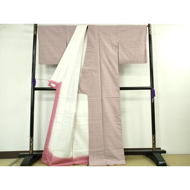 平和屋着物○極上 結城紬 奥順謹製 はたおり娘 手緒里 色無地 薄柿色 