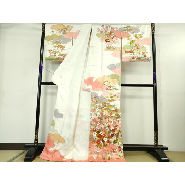 平和屋本店●極上　皇室献上作家　藤井寛　訪問着　駒刺繍　御所車吉祥花文　金彩　ロング丈　逸品　未使用　DZAB5389kh6