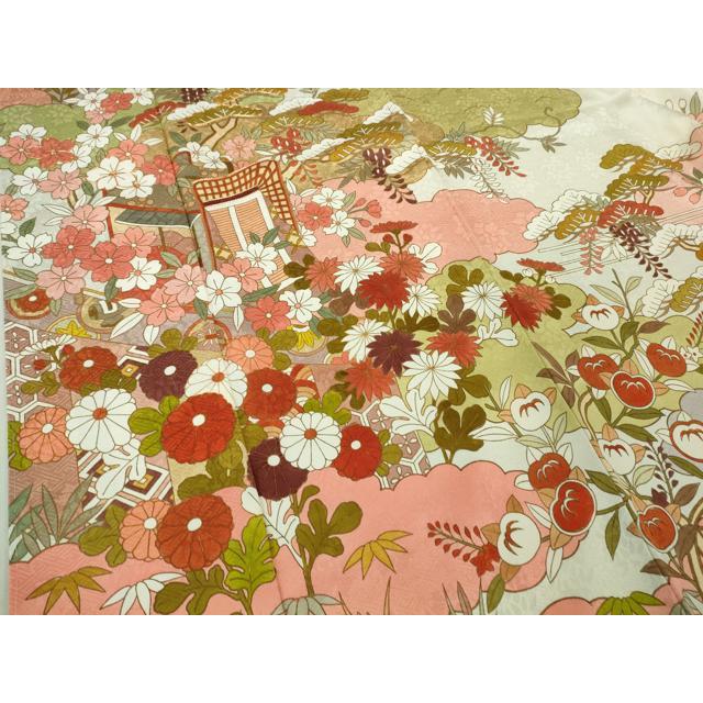 平和屋本店●極上　皇室献上作家　藤井寛　訪問着　駒刺繍　御所車吉祥花文　金彩　ロング丈　逸品　未使用　DZAB5389kh6
