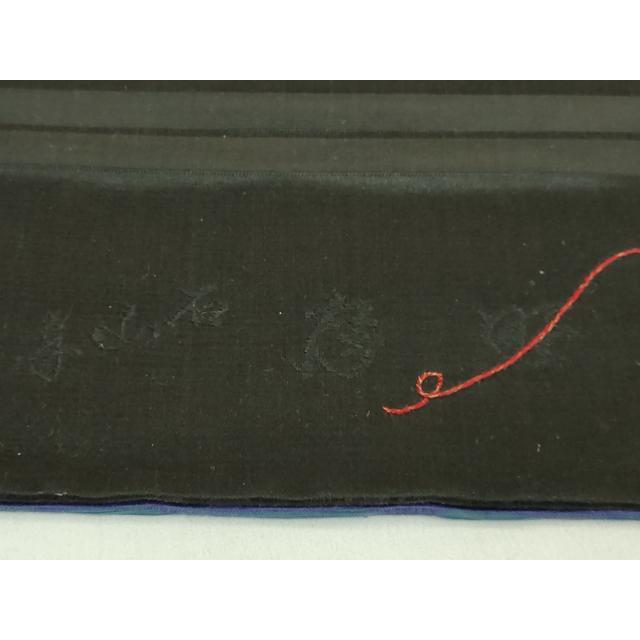 平和屋着物●極上　アンティーク　大正ロマン　九寸名古屋帯　総手刺繍　狆　黒地　逸品　DZAB5522kh6_7
