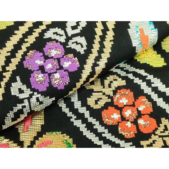 平和屋本店●最高級　龍村平蔵製　六通柄　本袋帯　王朝七宝文　黒地　金銀糸　共箱付き　逸品　DZAB5587kh6_3