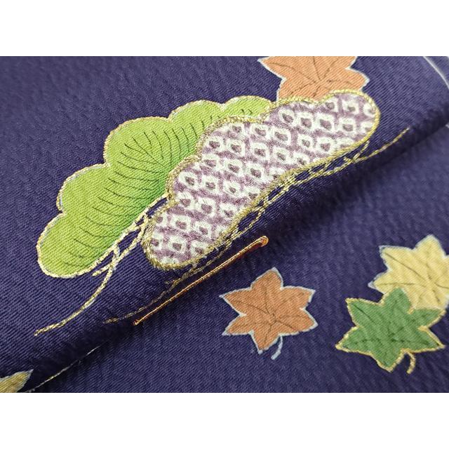 平和屋本店●極上　人形作家・ホリヒロシ　太鼓柄　京袋帯　駒刺繍　短冊花文　鉄紺色地　金彩　共箱付き　逸品　DZAB5594kh6_3