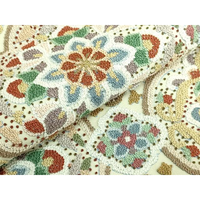 平和屋本店●極上　中国三大刺繍　相良刺繍　総刺繍　袋帯　正倉院花文　金糸　逸品　DZAB5710kh6_2