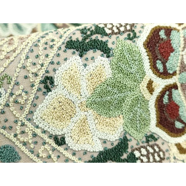 平和屋本店●最高級　中国三大刺繍　総相良刺繍　総刺繍　袋帯　200万粒　正倉院花文　逸品　DZAB5752kh6_4
