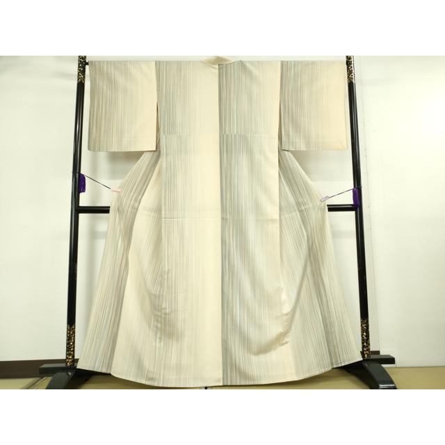 平和屋着物▽極上　本塩沢　やまだ織　200色　単衣　縞　逸品　DZAB5876kh6_1