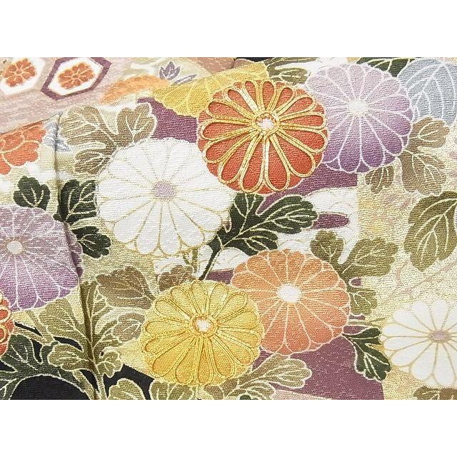 平和屋本店■極上　訪問着　駒刺繍　吉祥花文　黒地　金彩　正絹　逸品　未使用　KAAA0643kk4 平和屋本店□極上 訪問着 駒刺繍 吉祥花文 黒地 金彩 正絹 逸品