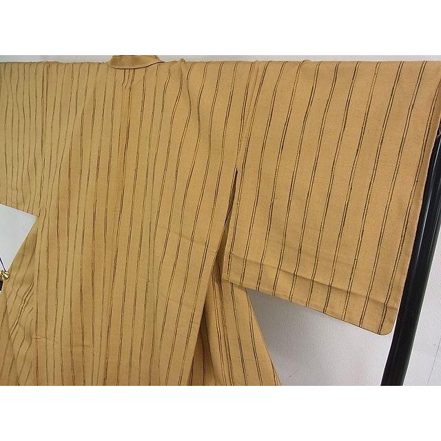 平和屋本店▽極上 伊兵衛織 工芸手織 単衣 縞 たとう紙付き 逸品 未