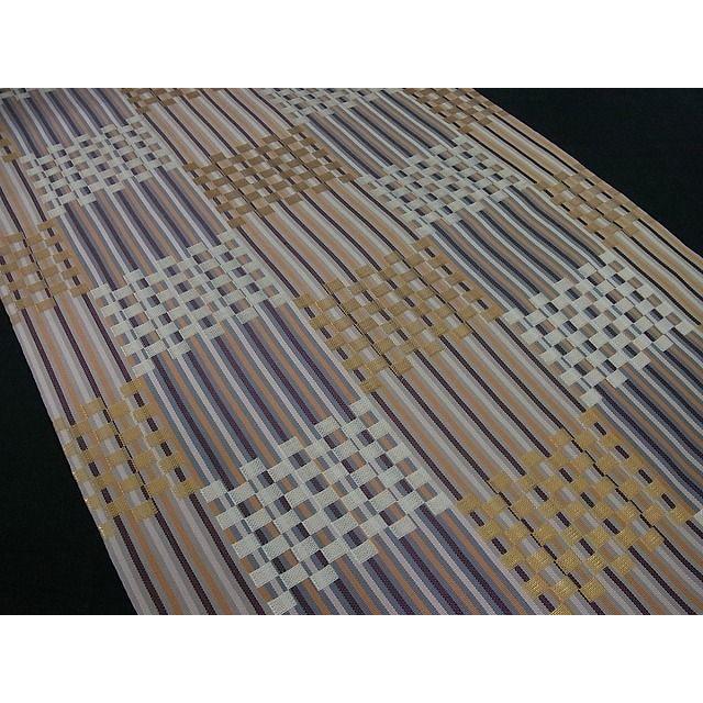 平和屋本店□極上 龍村美術織物 たつむら 本袋帯 チャンカイ縞にしき 金