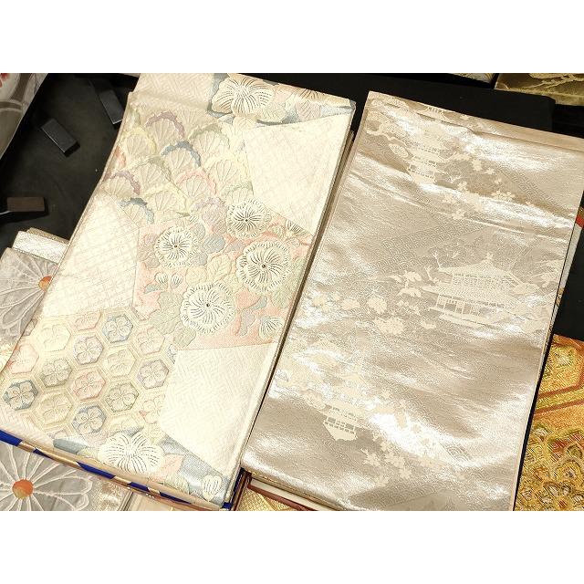 平和屋本店■袋帯 西陣 まとめて100点 鶴 蝶 風景 更紗 花柄 宝相華 楽器 佐賀錦 金銀糸 など 着用可能多数 未使用品あり 全て正絹 se3445