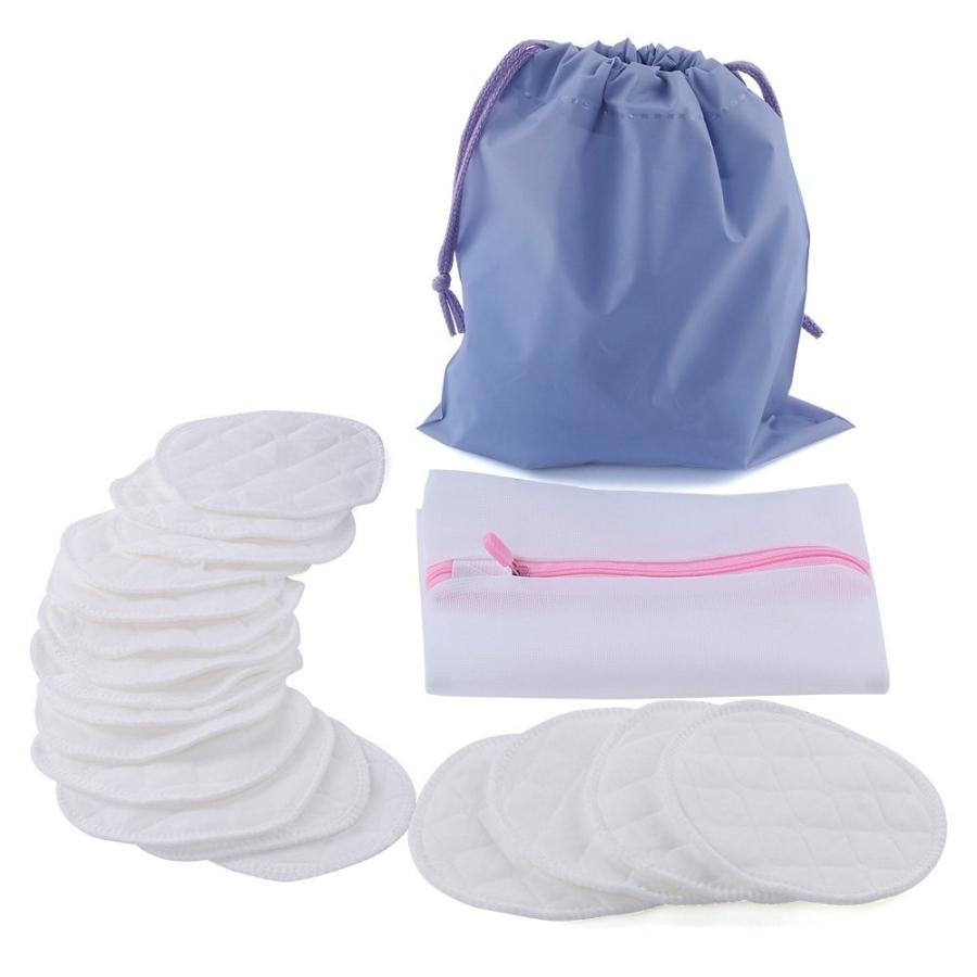 Sunnybuy 母乳パッド 布製母乳パッド 授乳用パッド オーガニックコットン 洗濯可能 8枚入りと16枚入りセット 収納ポーチ付き Apaproduction Fr