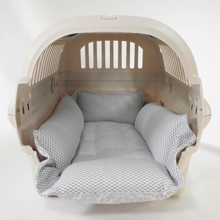 ペットが喜ぶ 夏用キャリークッションベッド クレート マット おしゃれ iCOLD 接触冷感 リバティプリント Betsy グレー Mサイズ_2