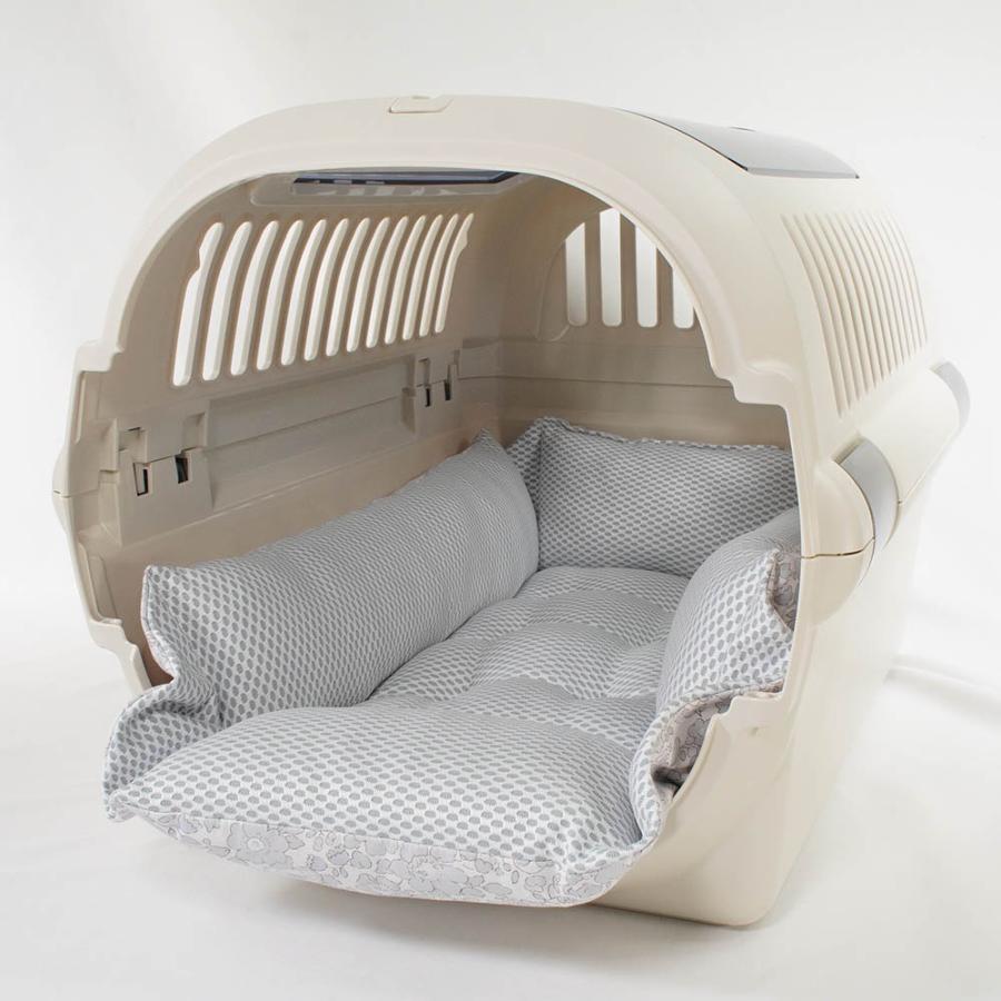 ペットが喜ぶ 夏用キャリークッションベッド クレート マット おしゃれ iCOLD 接触冷感 リバティプリント Betsy グレー Mサイズ_3