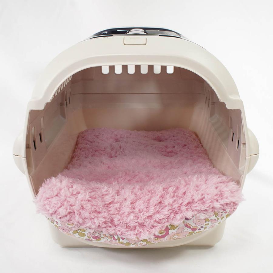 あごのせ縁無しクッション リバティプリント Betsy ピンクファー Sサイズ クレートクッションの画像